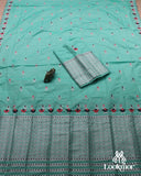 Sky-Blue Premium Semi paat Set Mekhela Sador