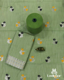 Premium Green Cotton Kesapaat Set Mekhela Sador with Jura