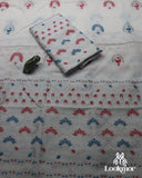 White + Red&Blue Kesapaat Paat Set Mekhela Sador