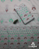 White + Light green Kesapaat Paat Set Mekhela Sador