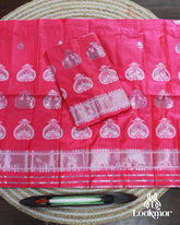 Charming Pink Super Semi Pat Mekhela Sador Set with Elegant Draping