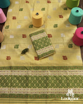 Premium Yellow Cotton Kesapaat Set Mekhela Sador with Jura