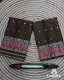Dark Brown Gorgeous Toss Paat Set Mekhela Sador