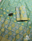 Green Royal Charm – Premium Mix Paat Mekhela Sador Set