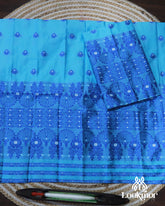 Soothing Light Blue Semi Pat Mekhela Sador with Delicate Beauty