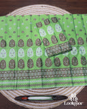 Fresh Light Green Semi Pat Mekhela Sador with Subtle Sophistication