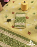 Premium Yellow Cotton Kesapaat Set Mekhela Sador with Jura