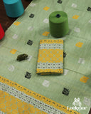 Premium Green Cotton Kesapaat Set Mekhela Sador with Jura