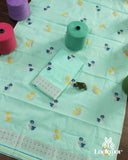 Premium Sea-Green Cotton Kesapaat Set Mekhela Sador with Jura