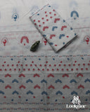 White + Red&Blue Kesapaat Paat Set Mekhela Sador