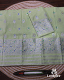 Radiant Yellow Cotton Kesapaat Mekhela Sador in Floral Motif with Graceful Jura Pairing