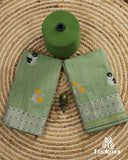 Premium Green Cotton Kesapaat Set Mekhela Sador with Jura