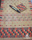 Traditional Brown Toss Paat Mekhela Chador from Assam