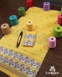 Premium Yellow Cotton Kesapaat Set Mekhela Sador with Jura