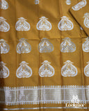 Earthy Mehndi Super Semi Pat Mekhela Sador with Elegant Detailing