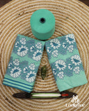 Premium Cyan Cotton Kesapaat Set Mekhela Sador with Jura