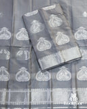 Sophisticated Grey Super Semi Pat Mekhela Sador for a Timeless Look
