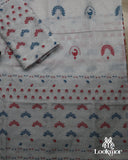 White + Red&Blue Kesapaat Paat Set Mekhela Sador