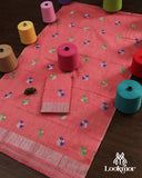 Premium Pink Cotton Kesapaat Set Mekhela Sador with Jura