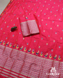 Red Premium Semi paat Set Mekhela Sador