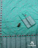 Sky-Blue Premium Semi paat Set Mekhela Sador