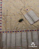 Cream Premium Semi paat Set Mekhela Sador