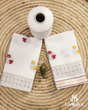 Premium White Cotton Kesapaat Set Mekhela Sador with Jura