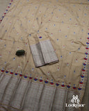 Cream Premium Semi paat Set Mekhela Sador