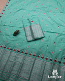 Sky-Blue Premium Semi paat Set Mekhela Sador