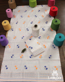 Premium White Cotton Kesapaat Set Mekhela Sador with Jura