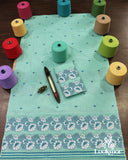 Premium Cyan Cotton Kesapaat Set Mekhela Sador with Jura