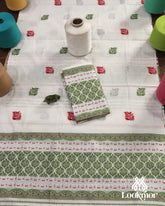 Premium White Cotton Kesapaat Set Mekhela Sador with Jura