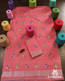 Premium Pink Cotton Kesapaat Set Mekhela Sador with Jura