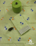 Premium Light Green Cotton Kesapaat Set Mekhela Sador with Jura