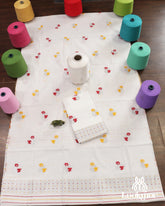 Premium White Cotton Kesapaat Set Mekhela Sador with Jura