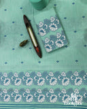 Premium Cyan Cotton Kesapaat Set Mekhela Sador with Jura