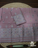 Delicate Pink Cotton Kesapaat Mekhela Sador in Floral Motif with Graceful Jura Pairing