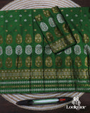 Lush Green Semi Pat Mekhela Sador with Cultural Charm