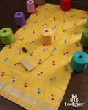 Premium Yellow Cotton Kesapaat Set Mekhela Sador with Jura