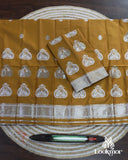 Earthy Mehndi Super Semi Pat Mekhela Sador with Elegant Detailing