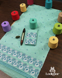Premium Cyan Cotton Kesapaat Set Mekhela Sador with Jura