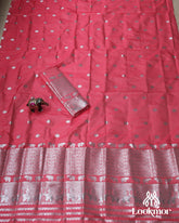 Pink Silver Jari Super Semi Paat Set Mekhela Sador
