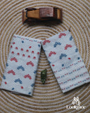 White + Red&Blue Kesapaat Paat Set Mekhela Sador