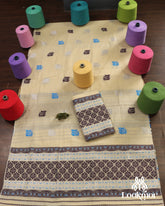 Premium Yellow Cotton Kesapaat Set Mekhela Sador with Jura