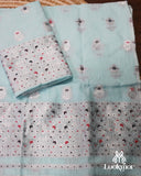 Elegant Blue Cotton Kesapaat Mekhela Sador in Floral Motif with Graceful Jura Pairing