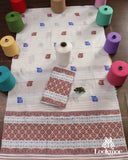 Premium White Cotton Kesapaat Set Mekhela Sador with Jura