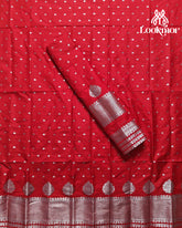 Red Super Semi Paat Set Mekhela Sador