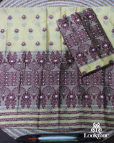 Radiant Yellow Semi Pat Mekhela Sador with Traditional Glow