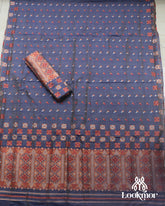Blue Copper Jari Super Semi Paat Set Mekhela Sador
