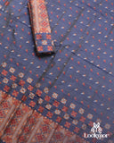 Blue Copper Jari Super Semi Paat Set Mekhela Sador